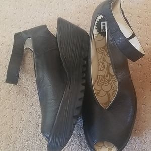 Fly London ankle strap wedge